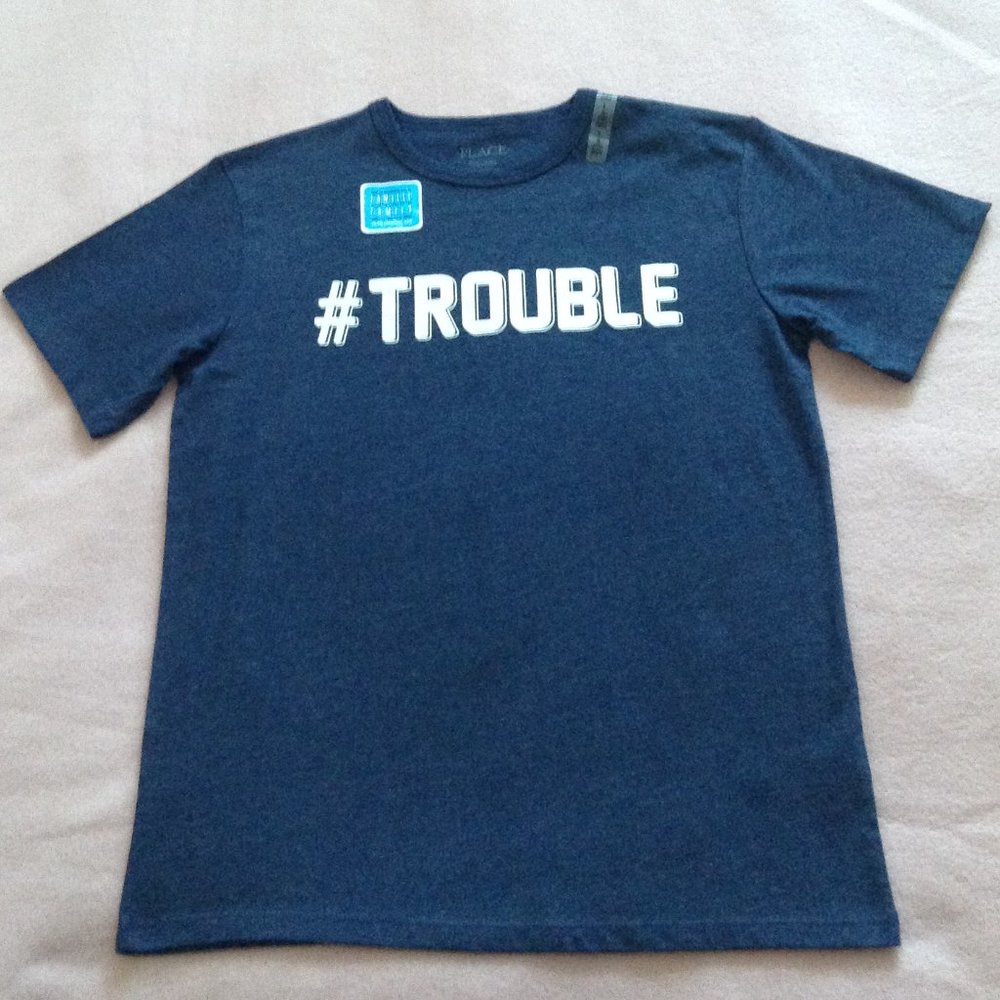 Boys' Graphic Short-Sleeved T-Shirt: #TROUBLE